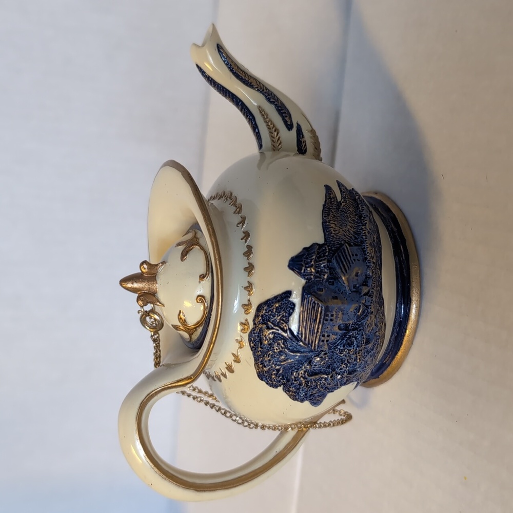 Vintage Nini Hand Painted Miniature Teapot, Nini Manchester Teapot Trinket Box